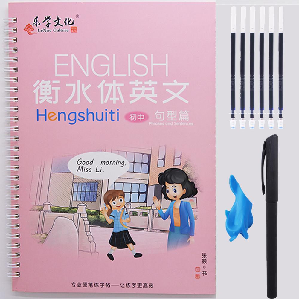 Practice Magic Copy Books 3D Groove English Copybook Learning for Children Junior Students Handwriting 1 Book With 6 Refills