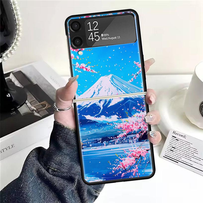 Японская вишня Гора Фудзи Чехлы Для Samsung Galaxy Z Flip 4 5 6 7 3 Z Flip7 Flip6 Flip4 Flip5 Flip3 5G Жесткий Ударопрочный Fundas C