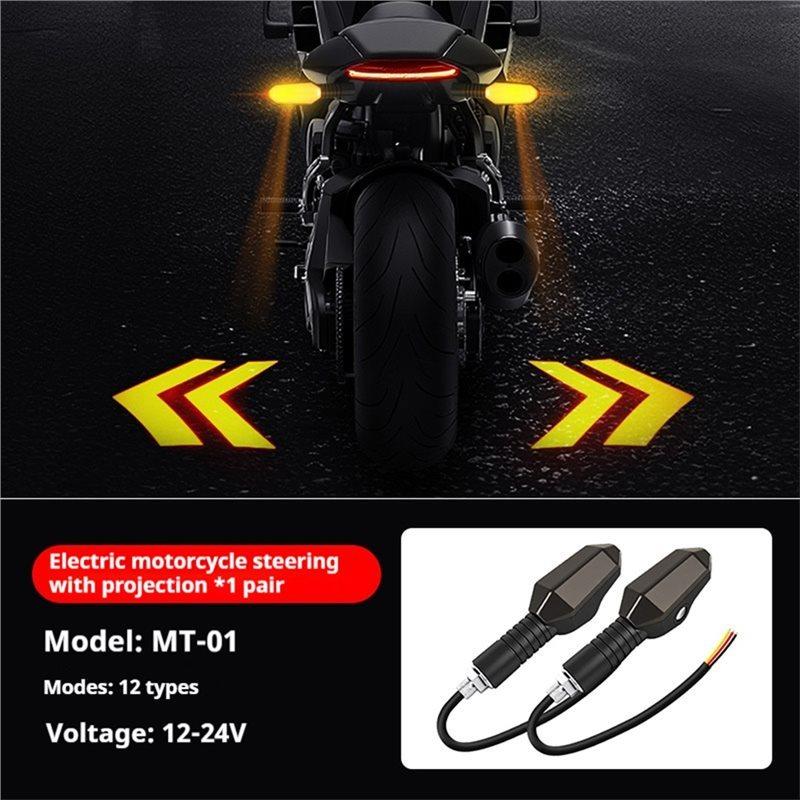 For Car Motorbike LED Turn Signal Projector Lamp 2PCS Waterproof Warning Light Projection