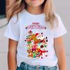 Christmas Summer Fashion Girls' Short Sleeved T-shirt with Santa Claus, Snowman, Cartoon Pattern Print