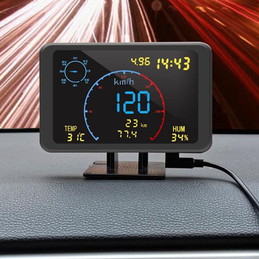 DC5-24V GPS HUD Предупреждение на лобовое стекло 4,7-дюймовый экран GPS трекер автомобильный спидометр охранная сигнализация многофункциональные автомобильные аксессуары