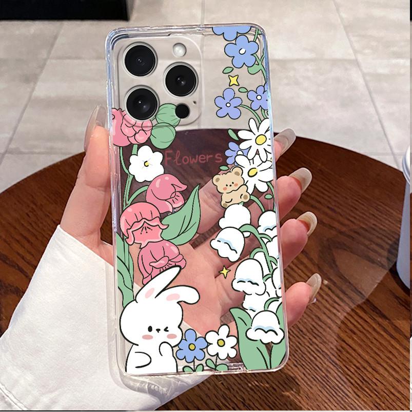 Чехол для iPhone 14 Pro 6.1" Чехол iPhone 14 Pro Max 6.7" Чехол Роскошный Милый Любовь Кролик Забавный Прозрачный Мягкий Силиконовый ТПУ Чехол для Телефона