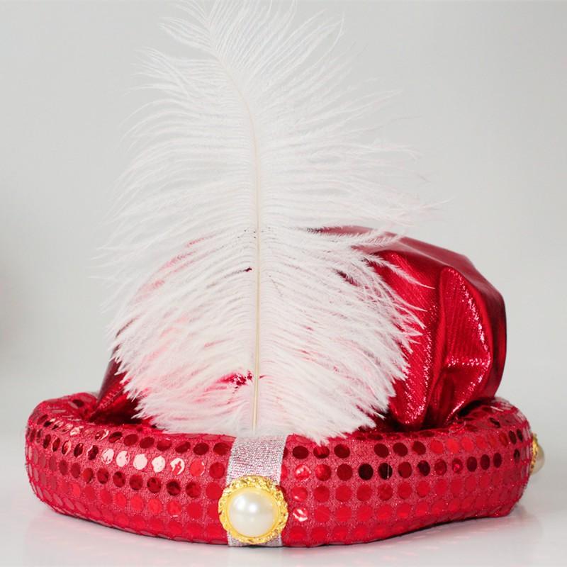 Costume Ball Aladdin Hat for Adults and Children, Festival Party Performance Props, Feather Halloween Hat