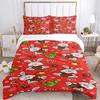 3pcs Christmas Bunny Pillowcase Set with Red Background, Includes One Quilt Cover and Two Pillowcases (No Core), Festive Gift for Bedroom