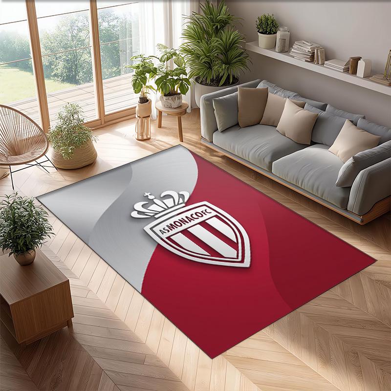 Monaco FC Soccer Football Pattern Soft Area Rug Non Slip Indoor Floor Carpet Sports Decor Mat for Bedroom