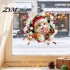 Christmas Window Stickers 2Pcs Stained Glass Style Clings, Double?Sided Printed Xmas Static Cheerful Atmosphere Decals Decals, Snowman Santa