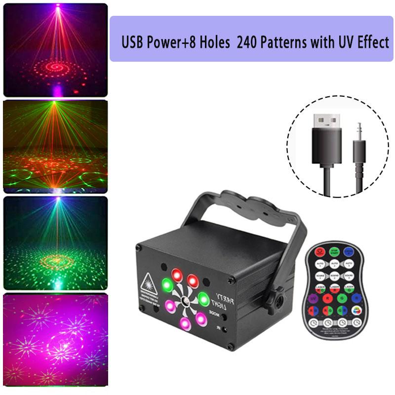 Дискотека RGB Лазерный сценический луч Звуковая активация DJ Вечерние огни со стробоскопическим эффектом вспышки