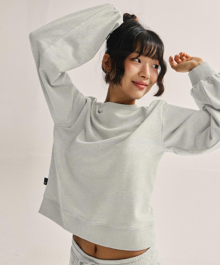 WILLIWAW STUDIO Puff Sleeve Crop Sweatshirt Set [Oatmeal]