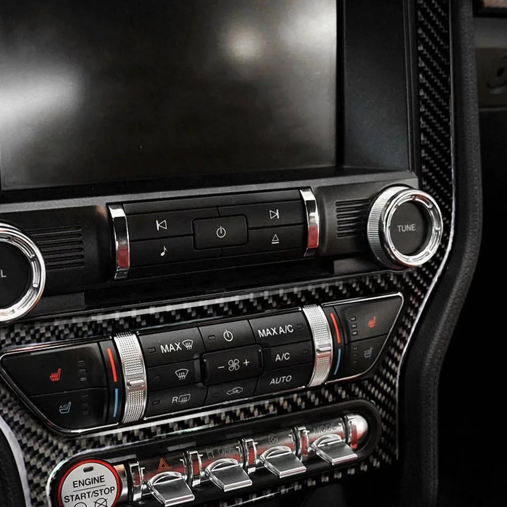 Для Ford Mustang карбоновый центральный пульт управления кондиционером CD-панелью накладка наклейка аксессуары для стайлинга автомобиля наклейки для кошек