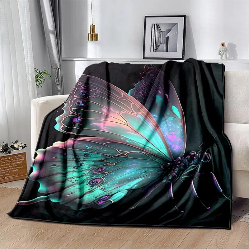 Fantasy Butterfly Flower Cartoon Blanket,Soft Throw Blanket for Home Living Room Bedroom Bed Sofa Couch Picnic Travel Office