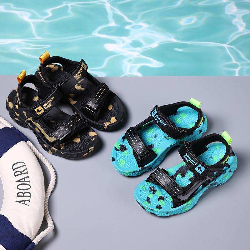 Повседневные легкие пляжные сандалии для мальчиков, мягкая подошва, для учеников начальной школы, на высоком каблуке, средние и большие размеры, водонепроницаемые, новые модели