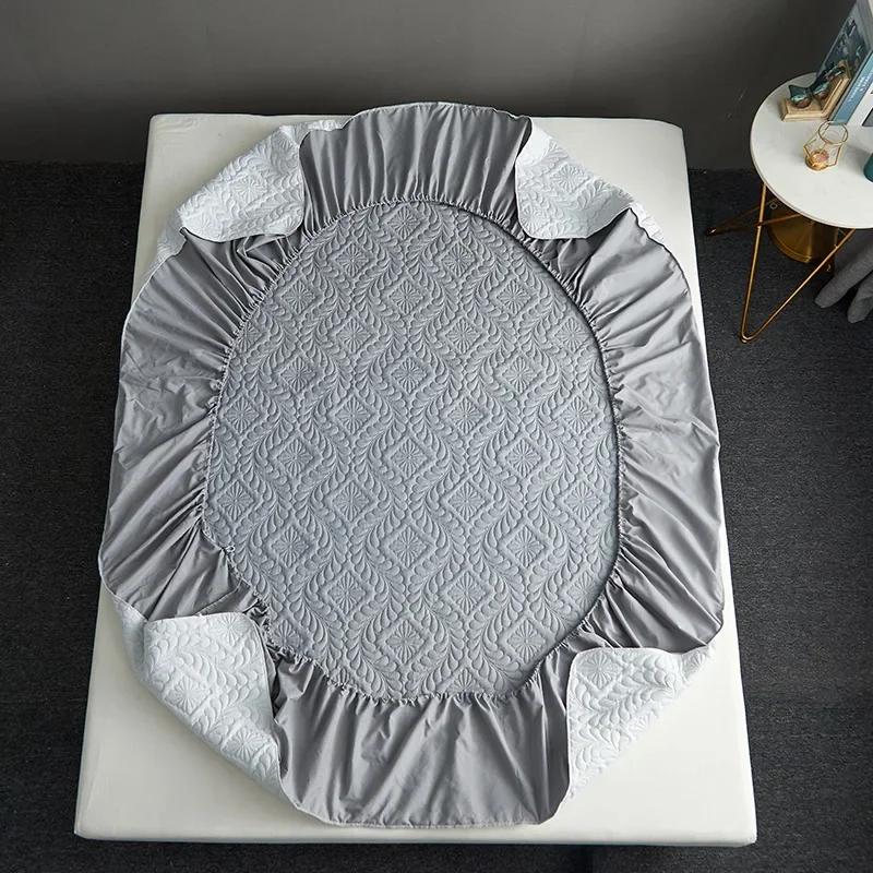 Водонепроницаемый и удобный чехол для матраса, стеганая простыня на резинке, защитный чехол для матраса, однотонное покрывало с цветочным узором