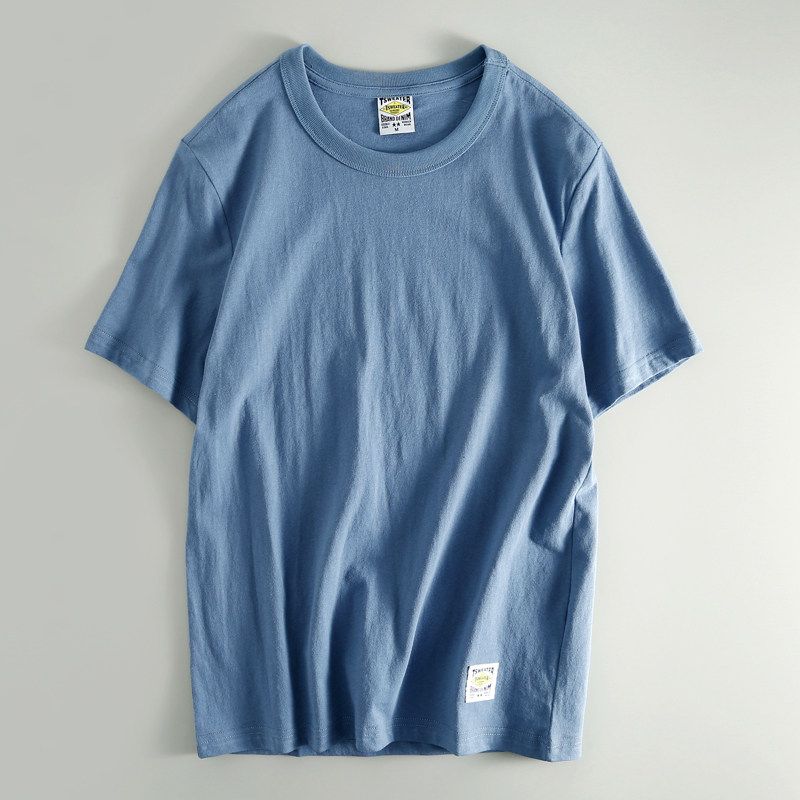 Leak-Picking! Export Export Japan Pure Cotton Men Casual Pure Color Short Sleeve T-Shirt Tail Order Cattle Goods OEM Goods Bottoming Shirt