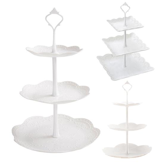 Подставка для кексов, башня, демонстрационная стойка для десертов, трехъярусная конструкция, не содержит бисфенол А, простая сборка, многоярусный поднос для сервировки торта на свадьбу