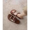Version Soft Leather Toe Slippers Women's Summer Wear Flat Bottom One-word Open Toe Cool Slippers Beach Sandals Women
