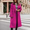 Женское пальто с лацканами, свободный длинный толстый кардиган, стильный однотонный теплый ветрозащитный карман, женские пуговицы с двойными пуговицами и длинным рукавом