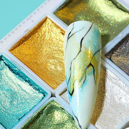 Yousheng Watercolor Nail Solid Paint Перламутровая легкая пигментная краска для ногтей с блестками для женщин