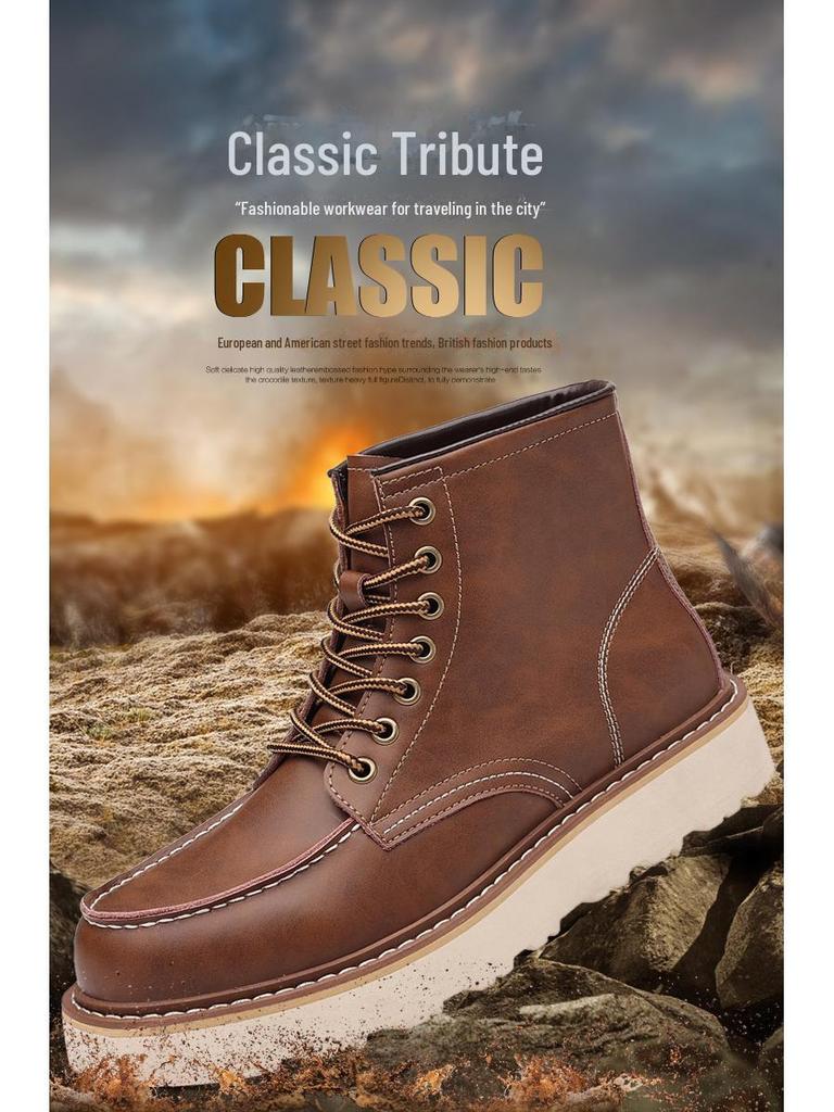 Мужские высокие ботинки Martin из натуральной кожи 2024 года — зимние ретро-мотоциклетные и рабочие ботинки