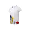 Футболка Li Ning Badminton Series с цветными блоками, дышащая, быстросохнущая, с коротким рукавом, для соревнований, женская, стандартная, белая AAYR374-1