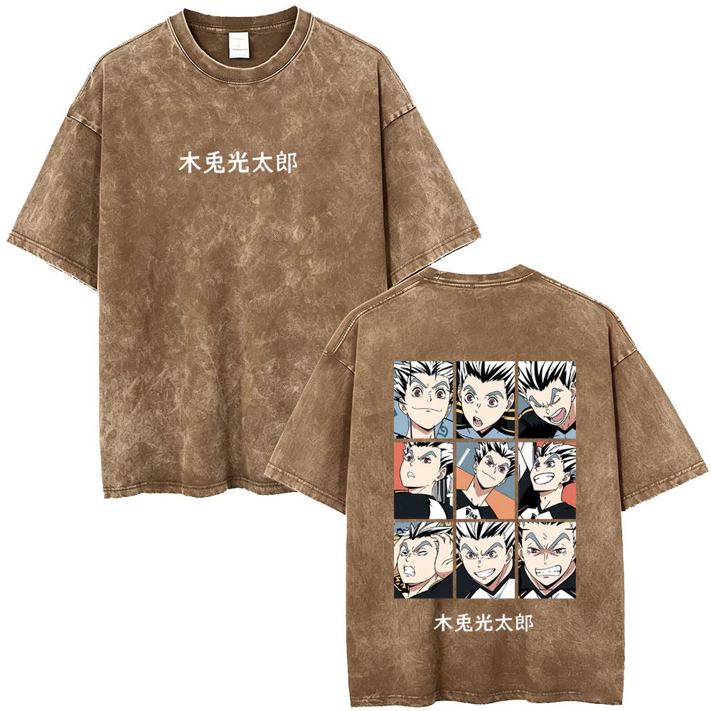 Винтажная стираная футболка с аниме Haikyuu Fly High Школа Карасуно для мужчин и женщин, Оверсайз футболка с рукавами, 627