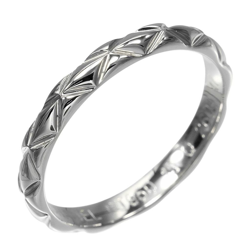 CHANEL Matelasse Small Ring Pt950Platinum #3.9(US Size) 2.4g Women Used