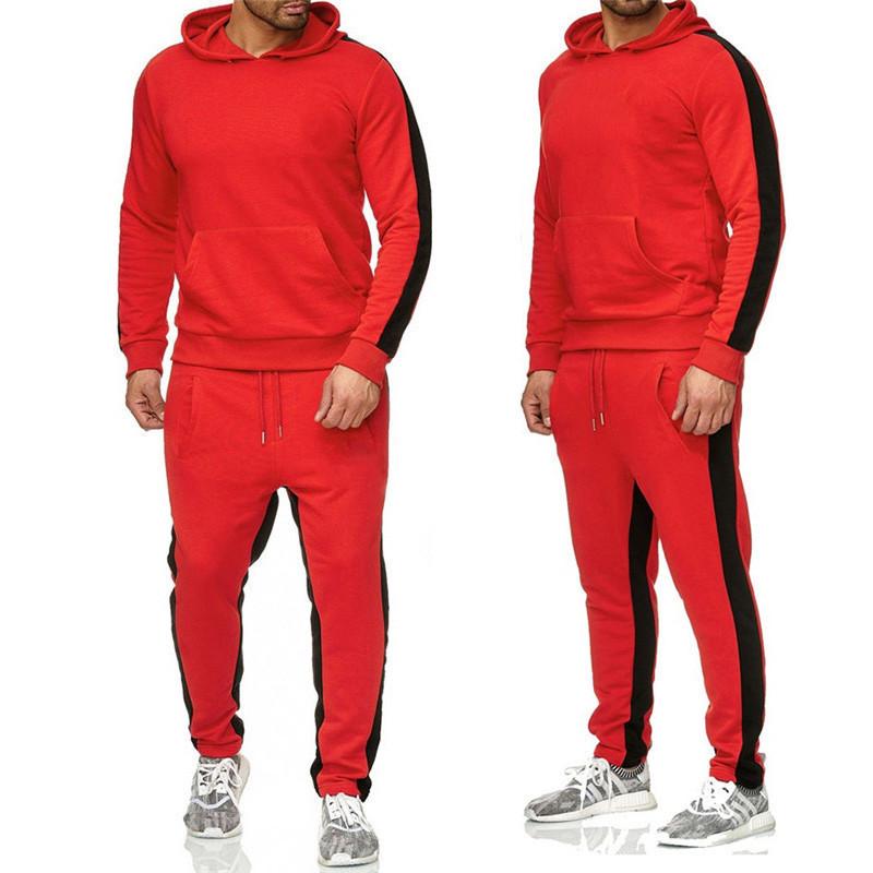 Men's Cross-Season Casual Sports Suit: Hooded Sweatshirt & Trousers Two-Piece Set.