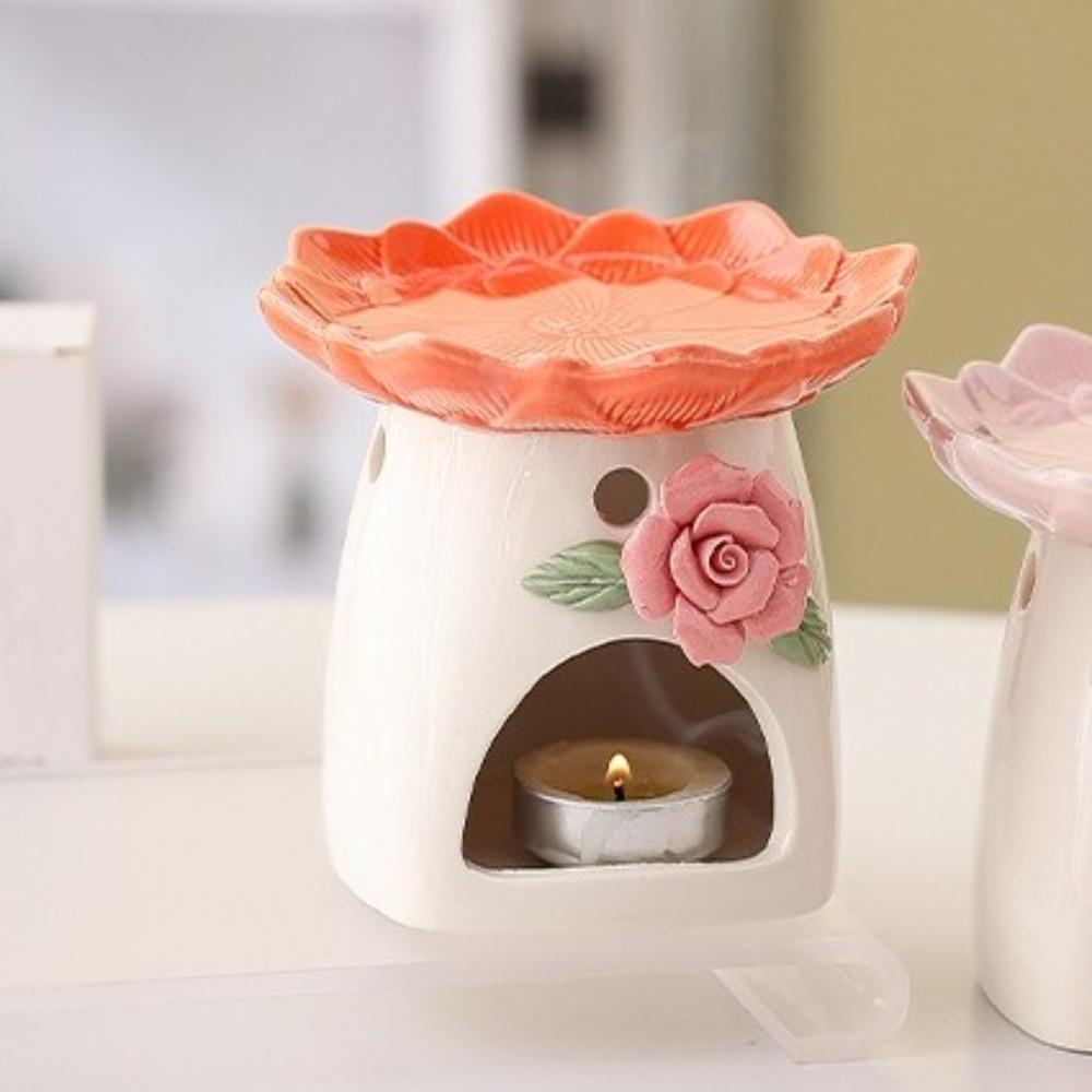 Ceramic Flower Aromatherapy Stove Heat Resistant Heating Incense Device Candle Stove Yoga Room