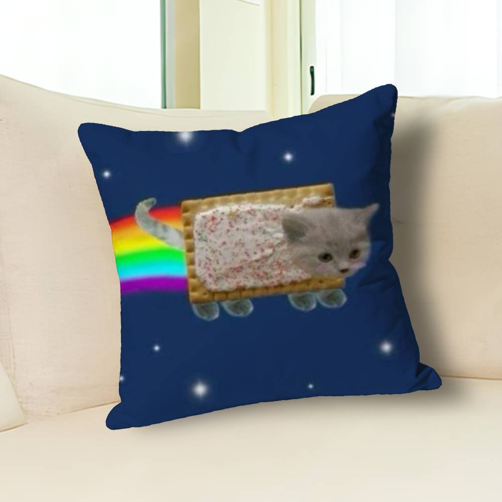 Забавные наволочки с котом N-Nyan для спальни, гостиной, дивана, домашнего декора, полиэстеровая наволочка на подушку с молнией