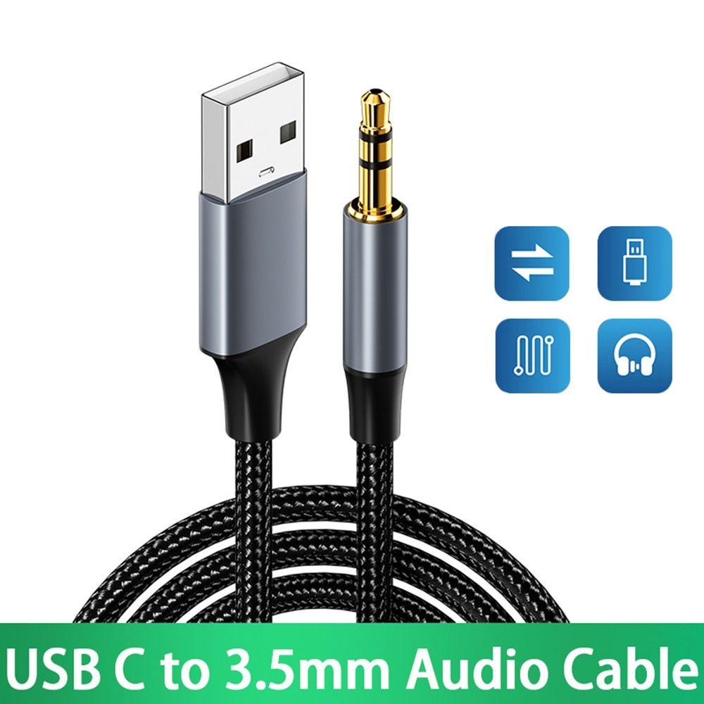 Stereo Adapter Wire Headphone USB to 3.5mm Audio Cable Aux Line Male to Male