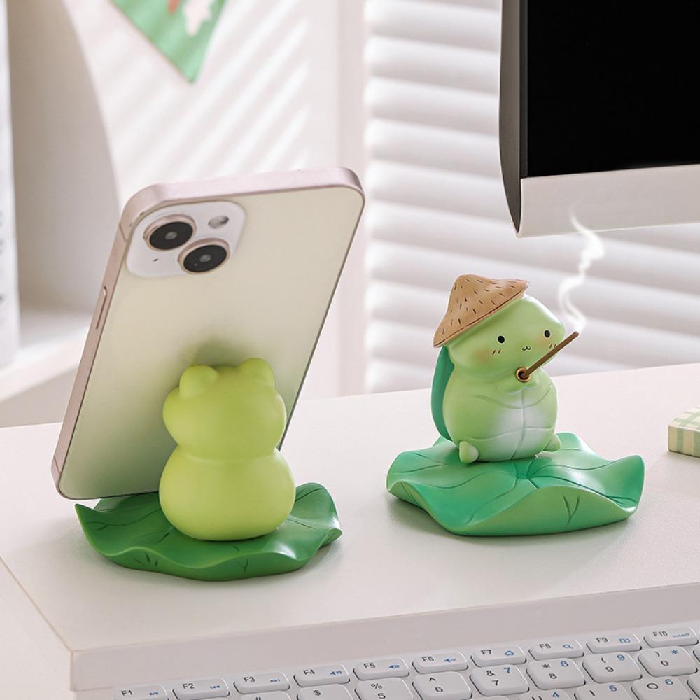 Animal Figurines Frog Mobile Phone Holder Desk Decor Frog Model Toy Ornament Phone Accessories