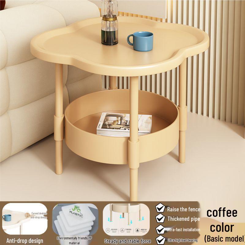 Современный минималистичный кремовый прикроватный столик с четырехлистником и изогнутой поверхностью для хранения