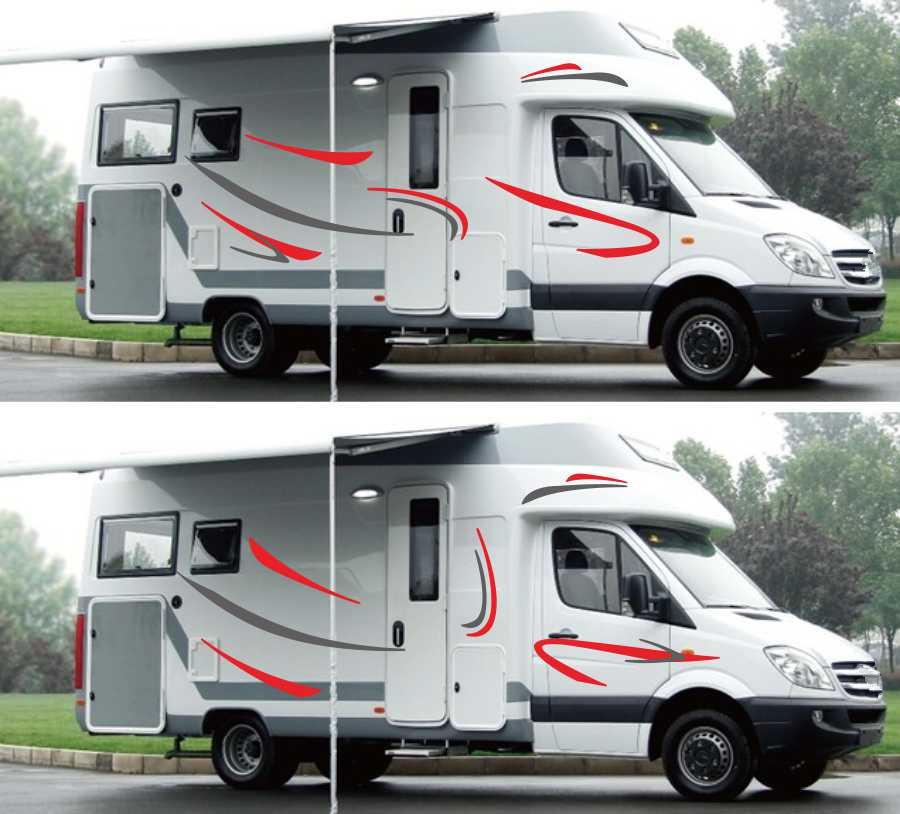 Red & Gray Stripe Vinyl Decal Sticker For RV Caravan Trailer Camper Motorhome