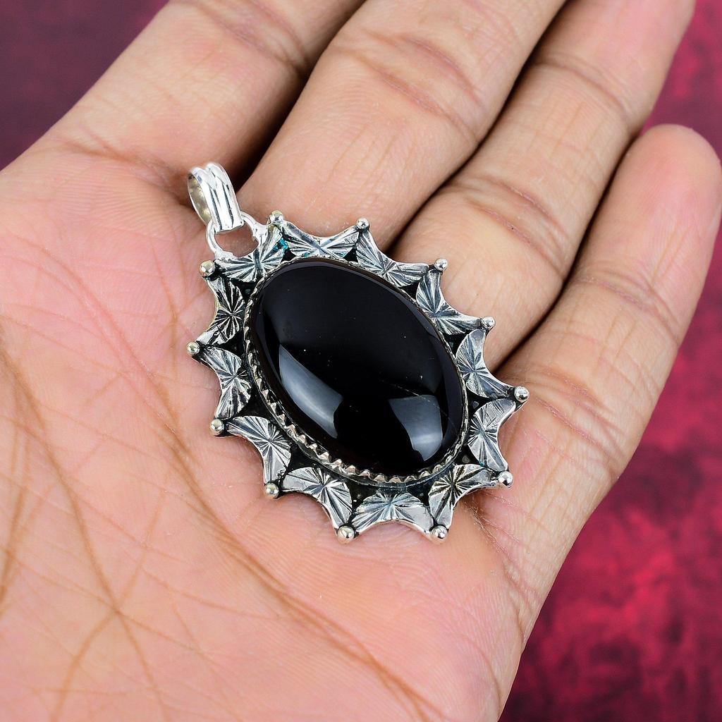 Black Onyx Jewelry, 925 Solid Sterling Silver Pendant Handmade Gemstone Jewelry, Gifts For Wife Brand New Pendant