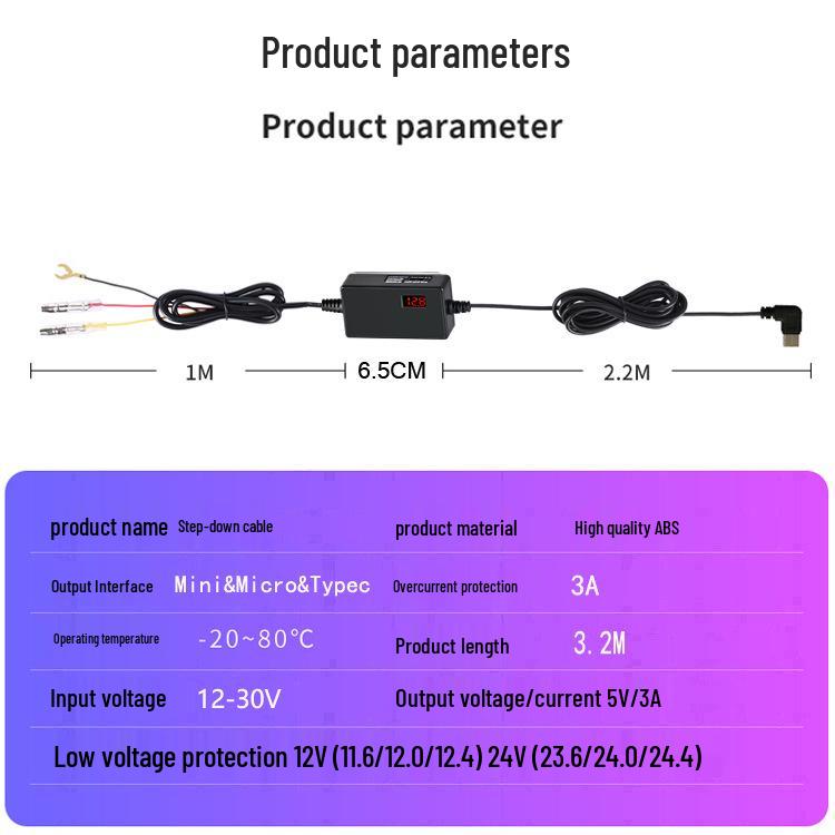 Регулируемое напряжение Автомобильное зарядное устройство с таймлапс видеорегистратором и цифровым дисплеем