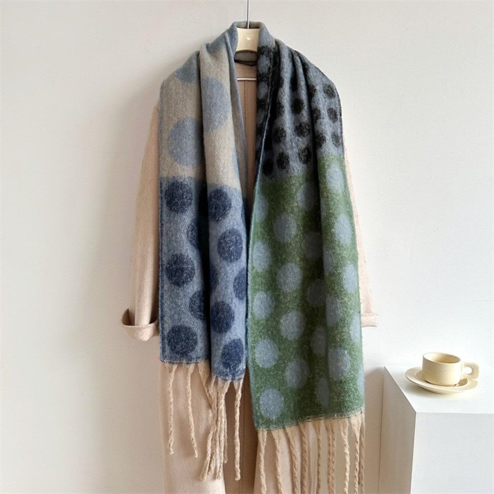Thick Polka Dot Pattern Shawl Warm Fabric Blanket Scarf Faux Cashmere Scarf Fall Season