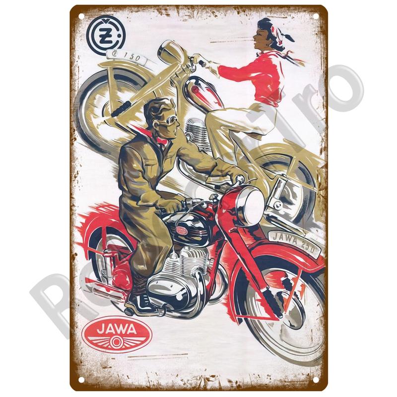 JAWA Vintage Wall Poster Vintage Retro Wall House Restaurant Decoration Plaque Metal Wall Decor Art Metal Sign Tin Sign Plate