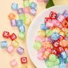 80pcs 6mm Cube Square Letter Acrylic Loose Bead for Jewelry Making DIY Bracelet Charms Accessories Handmade Materials