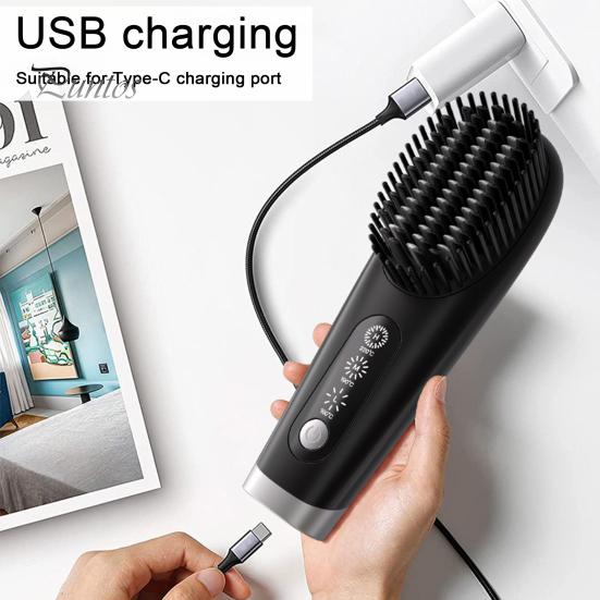 Портативный выпрямитель для волос, 3 температуры, быстрый нагрев, USB аккумулятор, отрицательные ионы, горячая щетка, электрическая расческа для укладки вьющихся волос