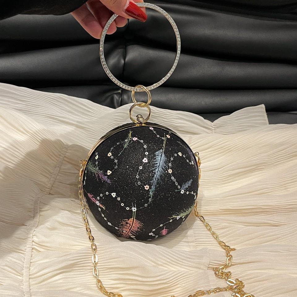 Sequin bag women's bag 2025 new European and American fashion niche design shoulder bag ins retro crossbody ball bag