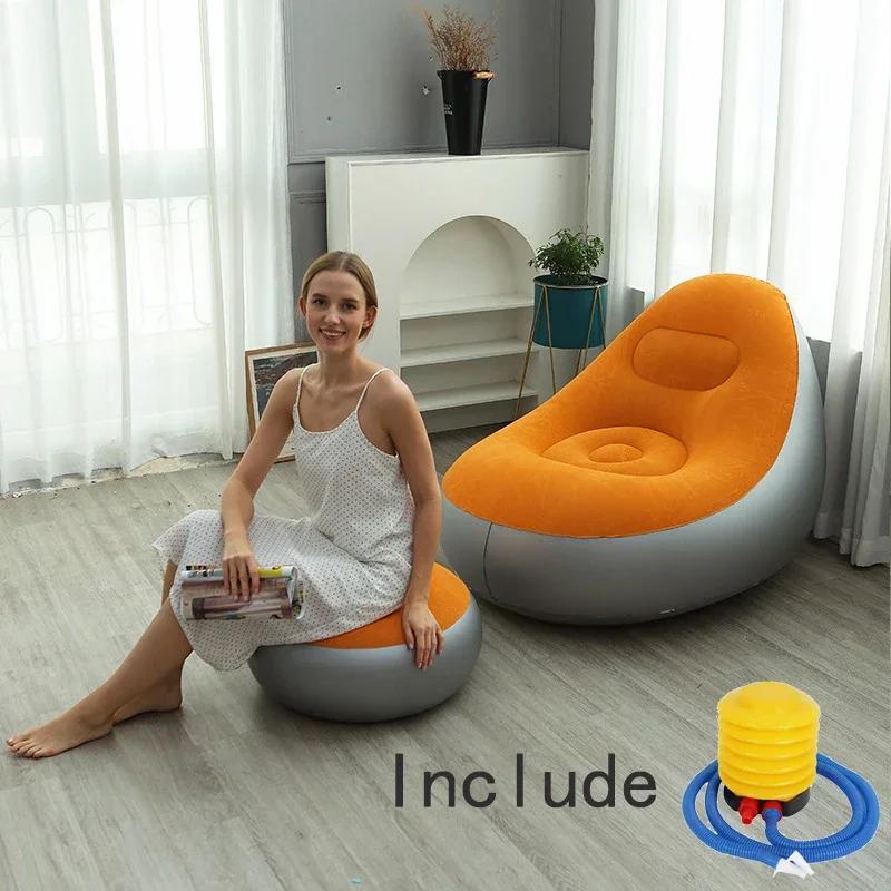 Модный надувной диван для отдыха, кресло-мешок, ленивый диван, складная кровать-реклайнер, мягкое сиденье, татами, подставка для ног, кресло для спальни