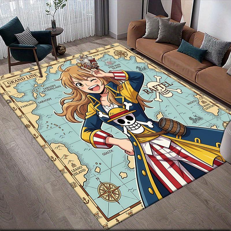 One Piece design Anti-Slip Floor Mat, Rectangular Carpet for Sofa Zone, Bedroom and Living Room Decor.xwn