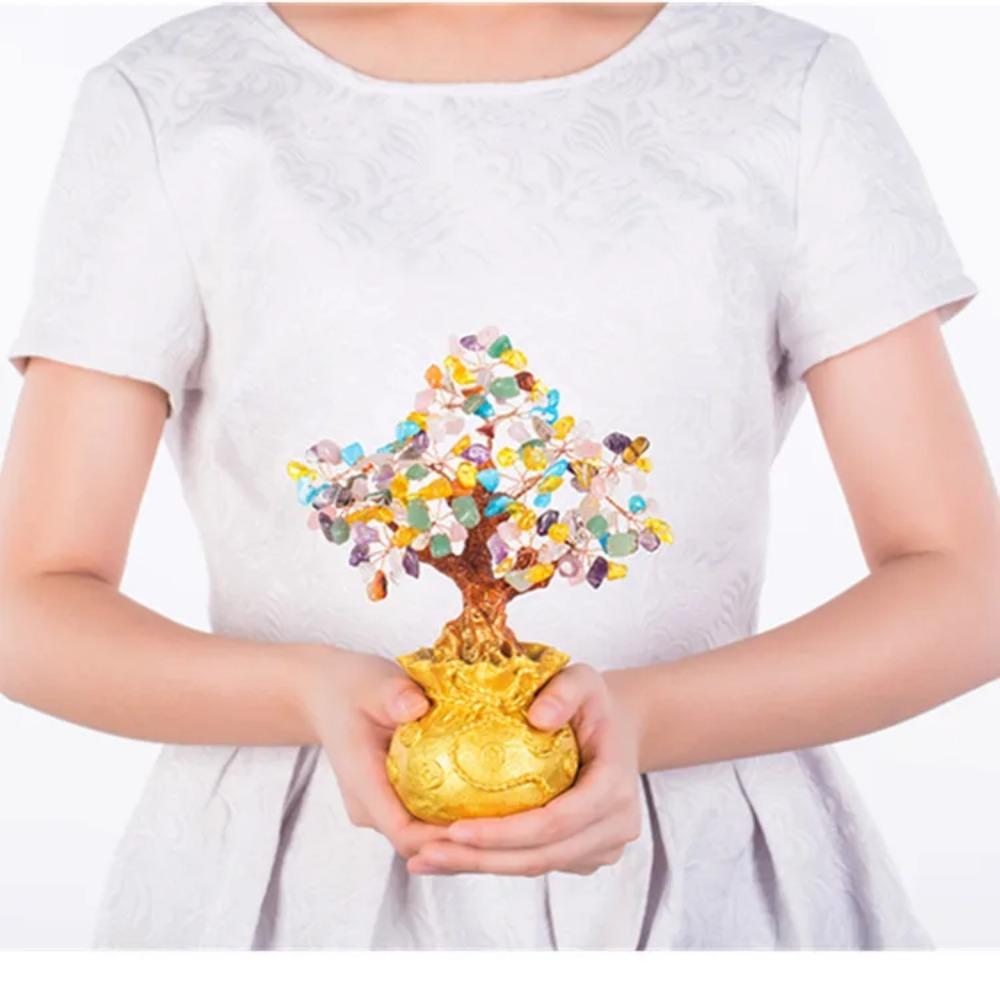 Высококачественное золотое хрустальное дерево удачи, благоприятное желаемое богатство, украшение для дома и офиса, украшение, статуя, открытие, лучший подарок