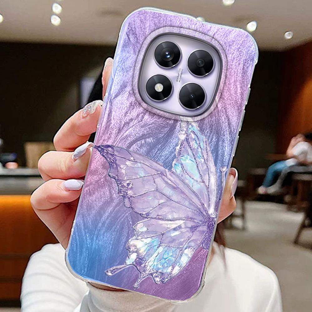 Purple Butterfly Phone Cases For Xiaomi Redmi Note 14 13 Pro 14C 13C A5 A4 A3 13T 14T Schmetterlinge Silicone Couple Funda Cover