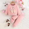 Infants Clothing Spring Autumn Baby Casual Sportswear Round Neck Flower Long Sleeve Sweatshirt + Pants Suit Girls 2 Piece Set