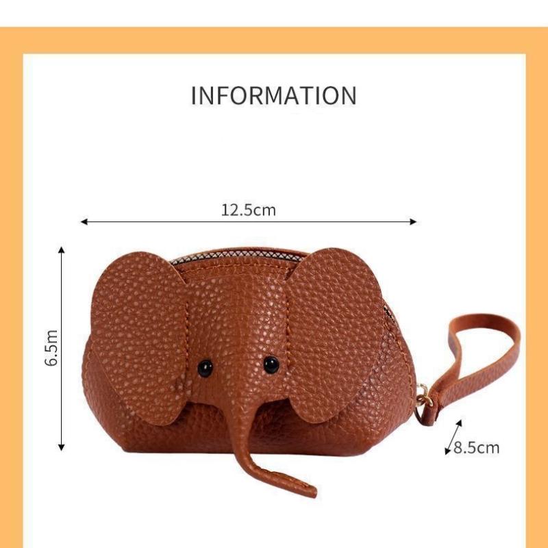 Cute Small Elephant Wallet Cosplay Anime Pu Purse Elephant Japanese Bag Backpack Pendant Creative Lipstick Zipper Card Bag