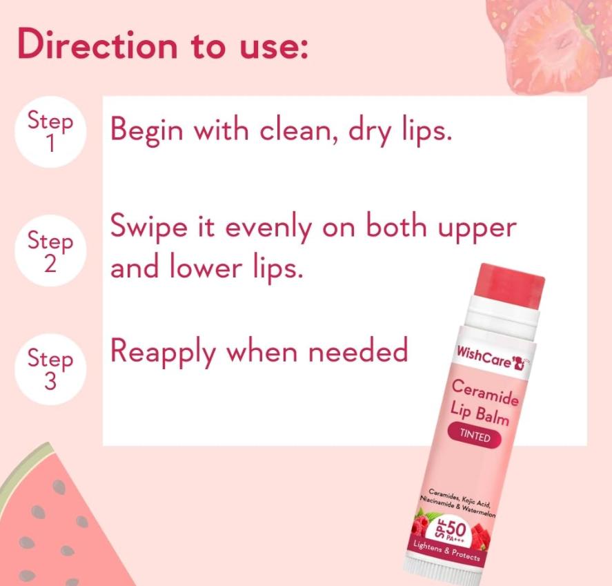 WishCare Тонированный бальзам для губ с SPF 50 PA +++ - Осветляющий бальзам для губ для темных губ с койевой кислотой и ниацинамидом - SPF бальзам для губ для женщин 5 г