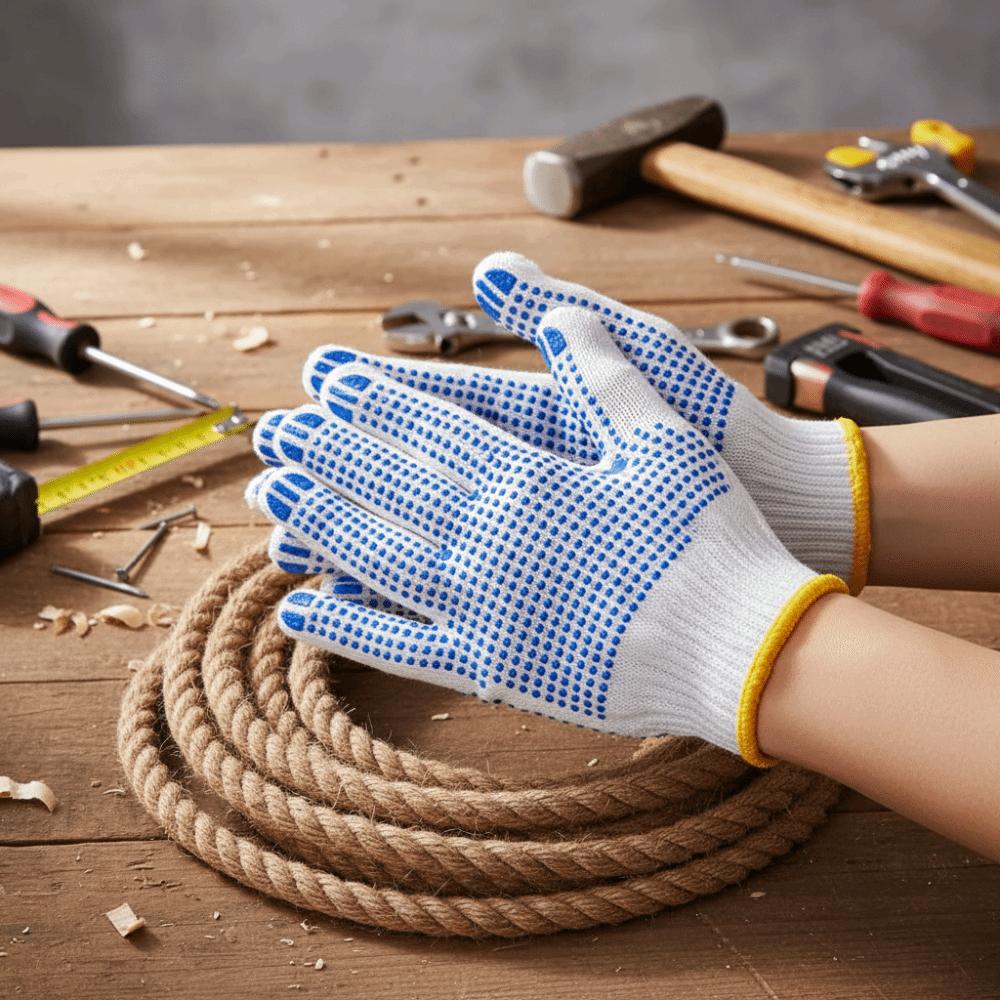 48PCS/24Pairs Wear-Resistant Work Gloves Cotton Material Thickened Protective Gloves Rubber Coated Comfortable PVC Dots Gloves