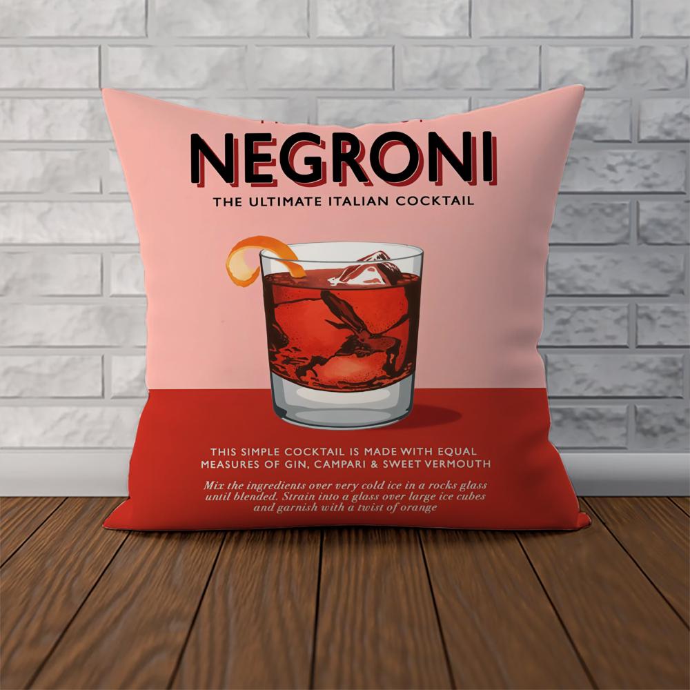 Negroni Cocktail Pillow Case For Car Sofa Decorative Home Doublesided Print Plush Square Throw Pillow Cushion Cover