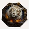 Elegant White Tiger Art Print - Luxury HomeDecor PosterUmbrella, Portable 3-Fold Compact Umbrella for Men & Women Gift