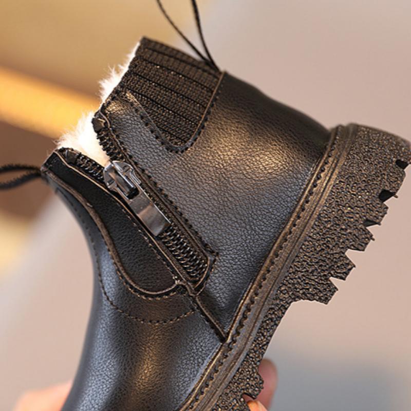 Детские осенне-зимние новые бархатные утолщенные хлопковые сапоги в британском стиле для мальчиков и девочек, теплые короткие сапоги